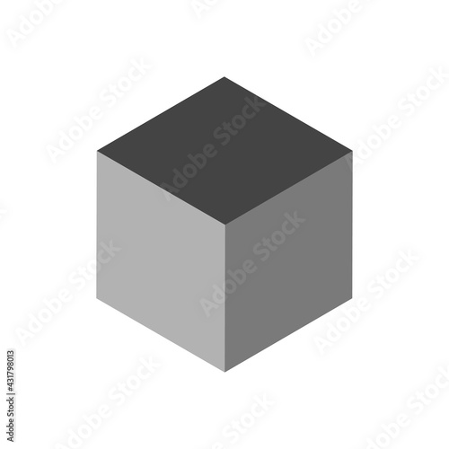 Cube vector icon. 3d cube icon. Perspective cube icon with different wall colors. 3d cube icon isolated on white background. Vector illustration.