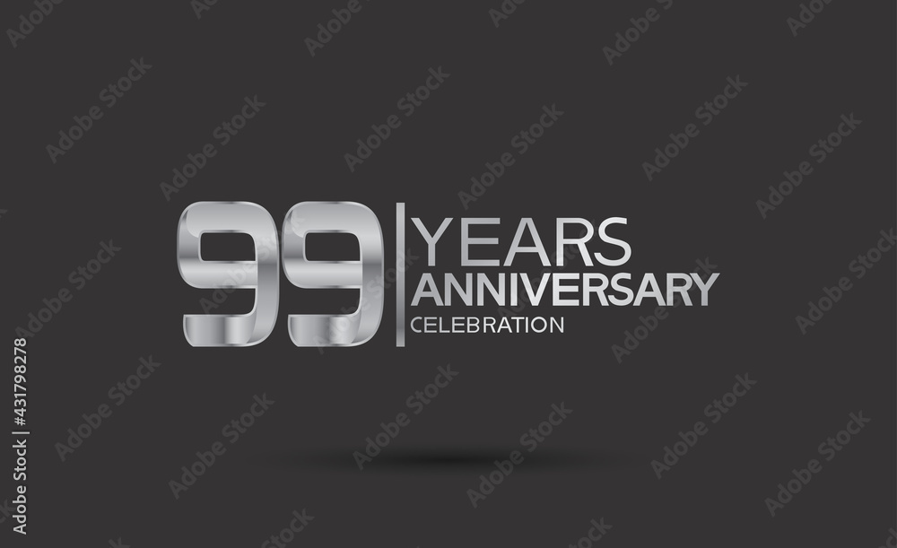 99 years anniversary logotype with silver color isolated on black background. vector can be use for company celebration purpose