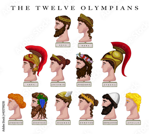 Vector illustration set of the Twelve Olympian Gods