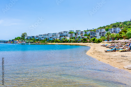 Ortakent Bay and beach view in Bodrum. Bodrum is populer tourist destination in Turkey.