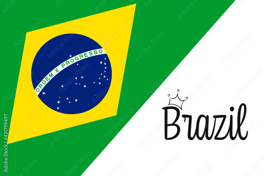 Fototapeta premium Brazil flag. Brasil Independence Day. Background with national country symbol.