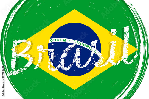 Brasil, flag of Brazil, banner with grunge brush