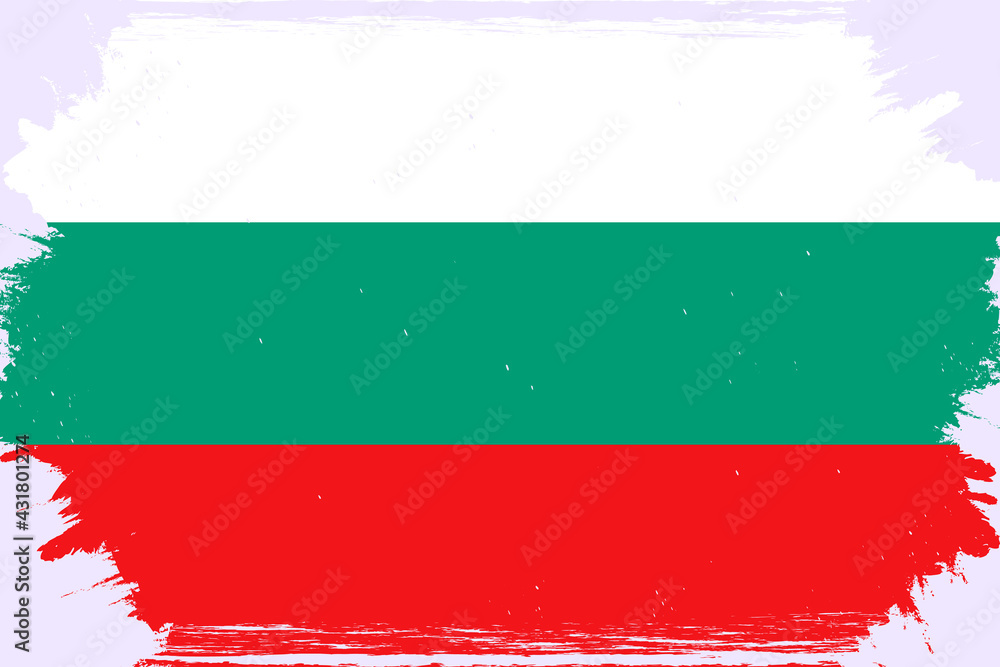 Fototapeta premium Bulgarian flag, banner with grunge brush. Background in national original colors. Vector illustration.
