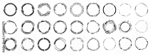HUD futuristic white element. Set of Circle Abstract Digital Technology UI Futuristic. Abstract circle geometric shape. Design element. Explosion background. Flat design. Vector illustration