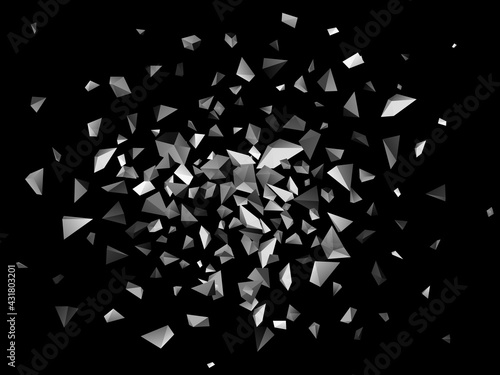 Shards on black background. Abstract explosion. Vector illustration
