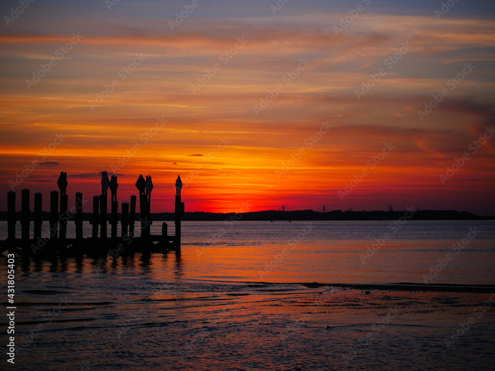 sunset near the pier