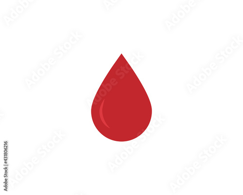 Red blood drop, icon in flat design. Vector illustration. The concept of donating blood