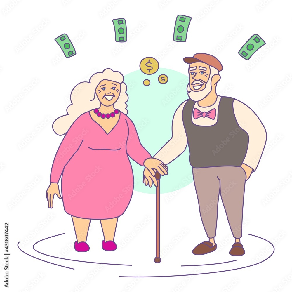 Retirement compensation icon. Cartoon and flat of Retirement compensation vector icon for web design isolated on white background Retirement compensation icon. Cartoon and flat of Retirement compensation vector icon for web design isolated on white background