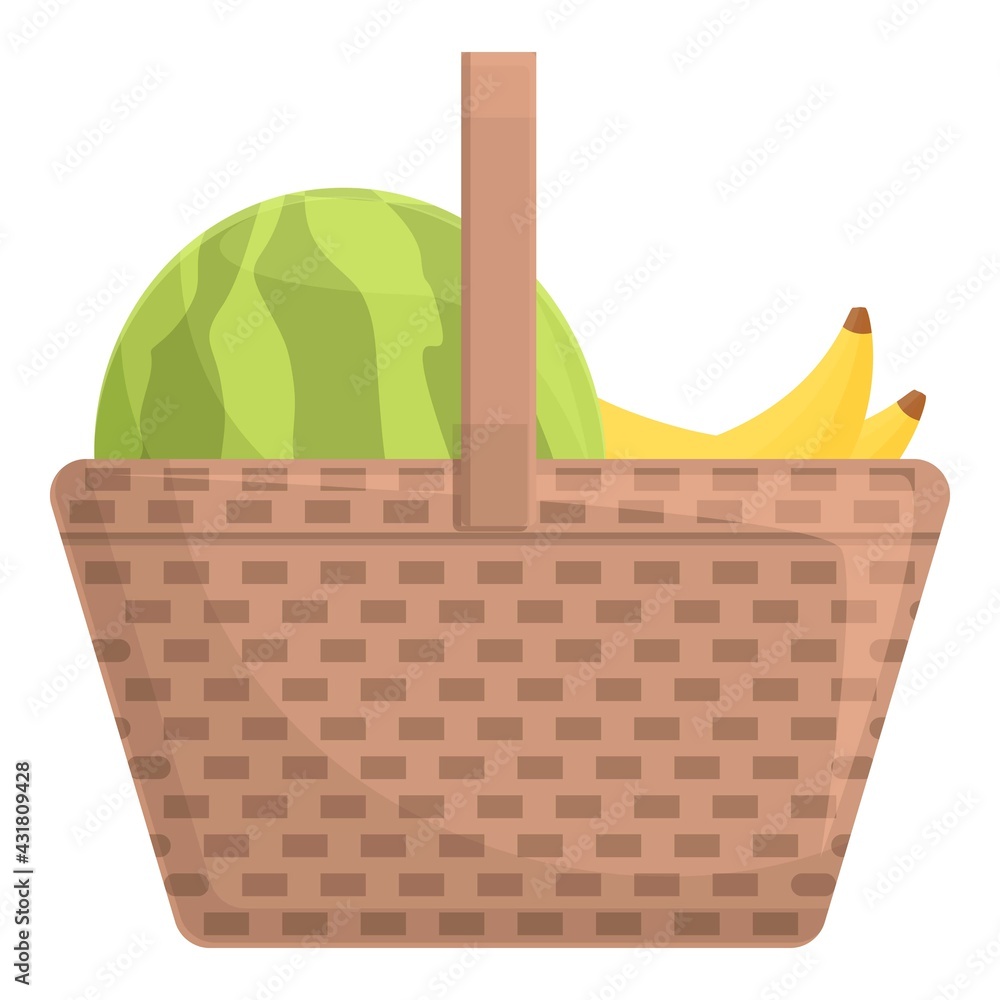 Summer harvest basket icon. Cartoon and flat of Summer harvest basket vector icon for web design isolated on white background Summer harvest basket icon. Cartoon and flat of Summer harvest basket vector icon for web design isolated on white background