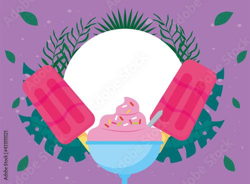 ice creams sticks and cup