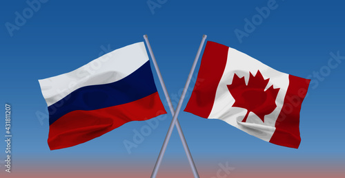カナダとロシアの国旗