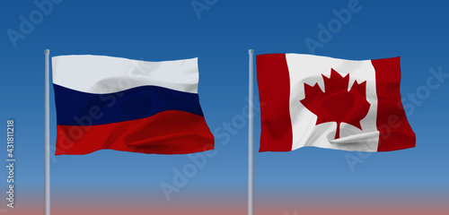 カナダとロシアの国旗