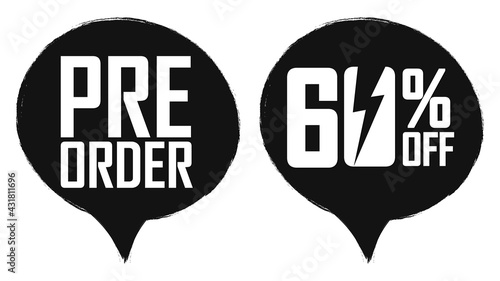 Pre-Order Sale banners design template, 60% off, discount tags, vector illustration