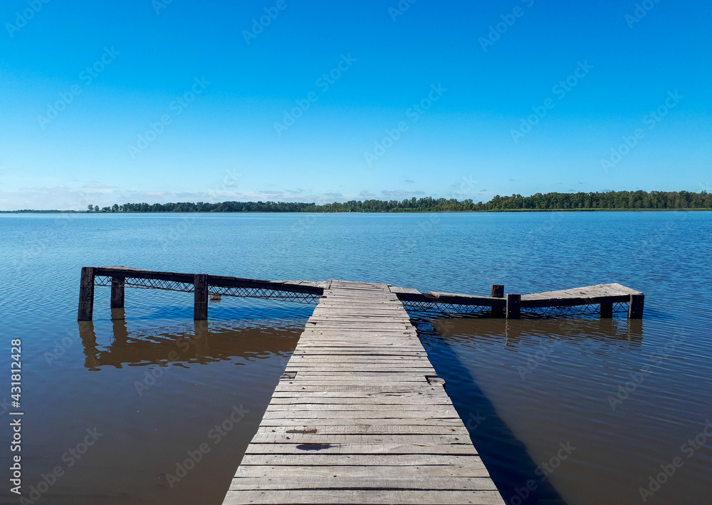 Naklejka premium lonely dock in a lagoon.