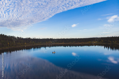 Swedish autumn fall vibrant landscape, Kurravaara in Norrbotten county, Kiruna Municipality, Northern Sweden photo