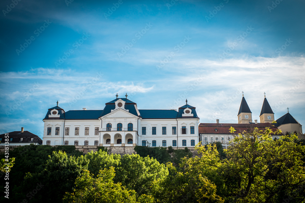 Archbishop's Palace of Veszprém from bird eye view, Veszprem castle at summer
