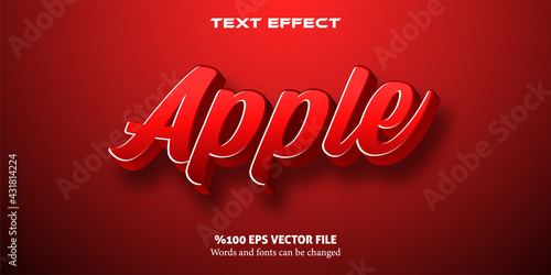 Livid text with strong red, cartoon style editable text effect: Apple