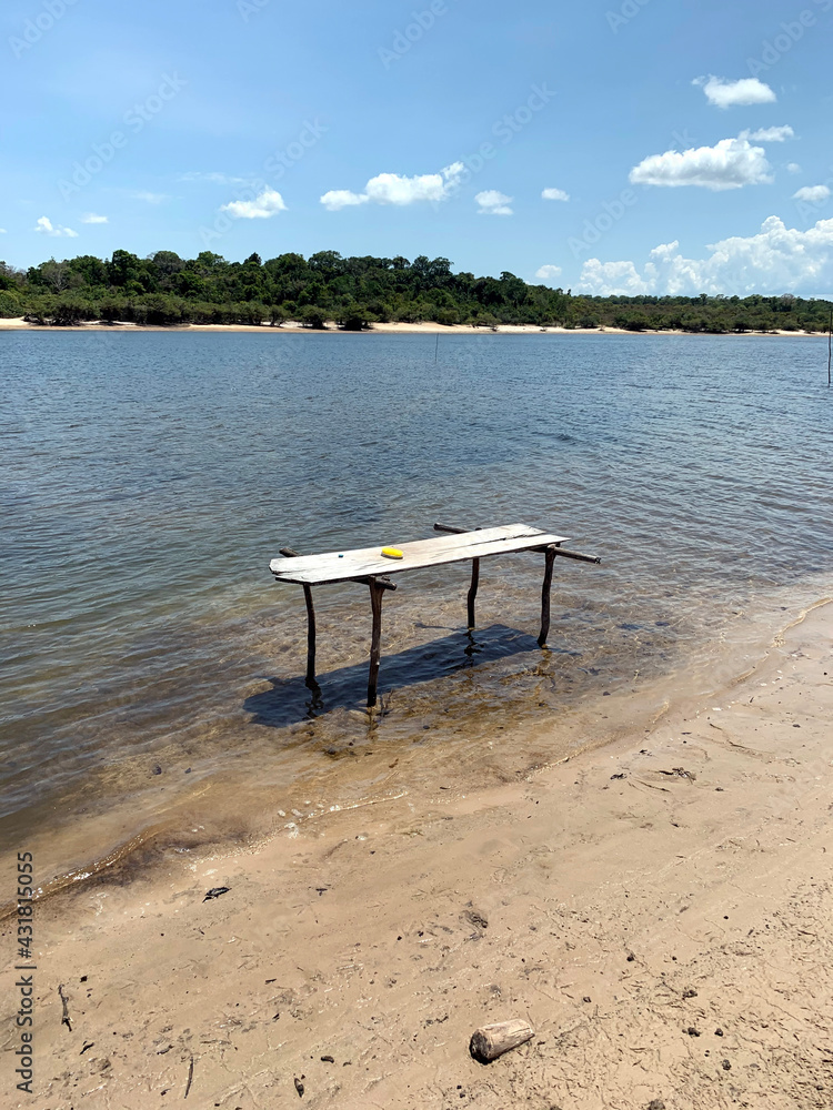 Table at the edge of the river. Table at the edge of the river.