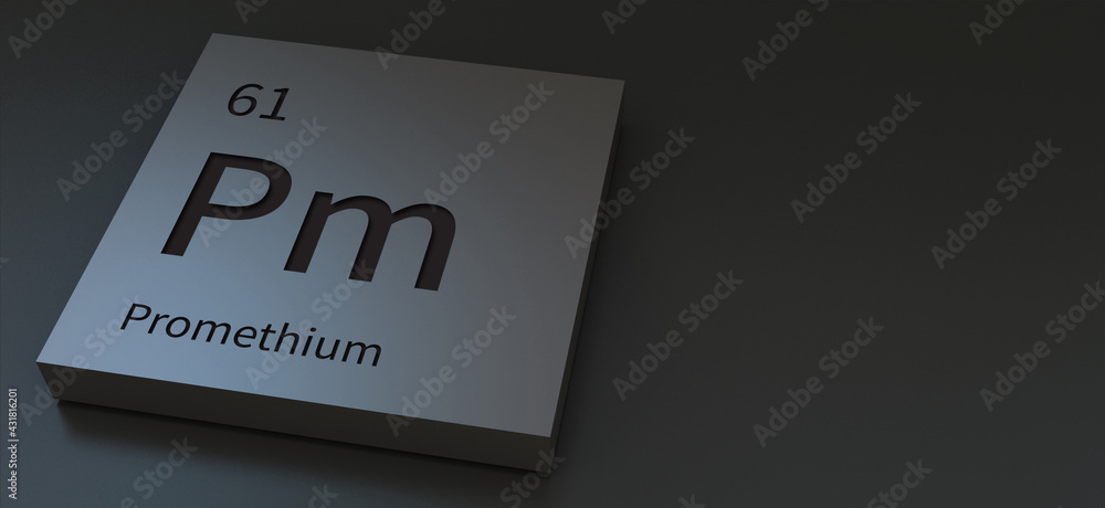 Obraz premium promethium-elements on periodic table 3d illustration.