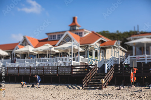 Street view of a Zelenogradsk, former Cranz, coastal resort, Zelenogradsky District, Kaliningrad Oblast, Russia, Sambian coastline, near Curonian Spit on the Baltic Sea