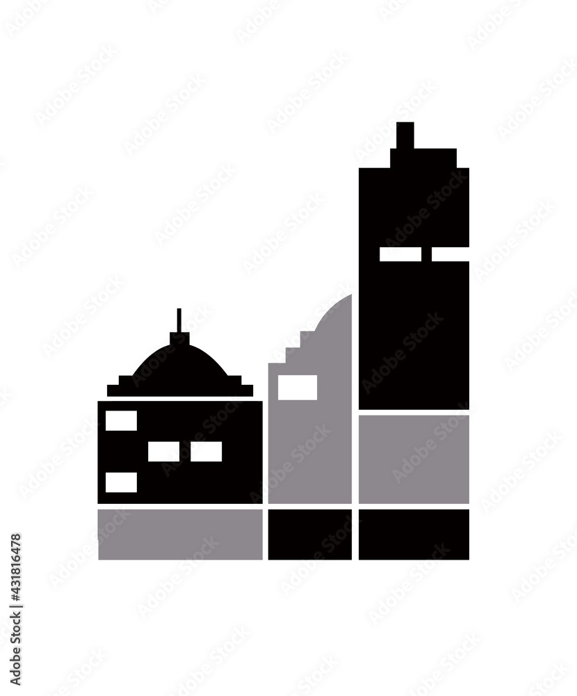 Vector city single residential house flat color house construction