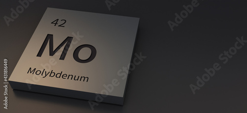 molybdenum-elements on periodic table 3d illustration.