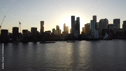 Wallpaper Mural Aerial shot showing silhouette of London Skyline and Construction Site Cranes during sunset. Torontodigital.ca