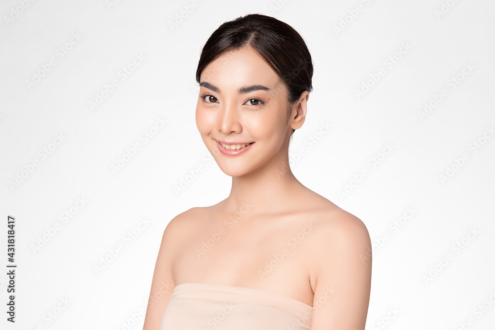 Beautiful young asian woman with clean fresh skin on white background, Face care, Facial treatment, Cosmetology, beauty and spa, Asian women portrait Beautiful young asian woman with clean fresh skin on white background, Face care, Facial treatment, Cosmetology, beauty and spa, Asian women portrait
