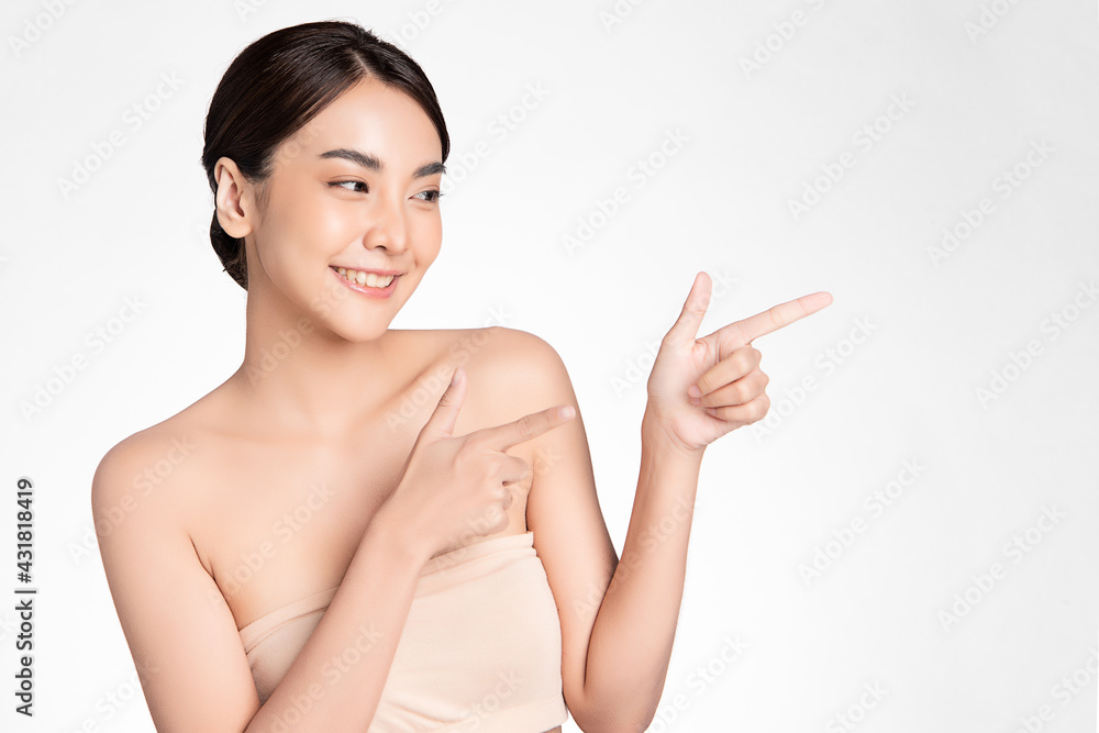 Beautiful young asian woman with clean fresh skin on white background, Face care, Facial treatment, Cosmetology, beauty and spa, Asian women portrait Beautiful young asian woman with clean fresh skin on white background, Face care, Facial treatment, Cosmetology, beauty and spa, Asian women portrait