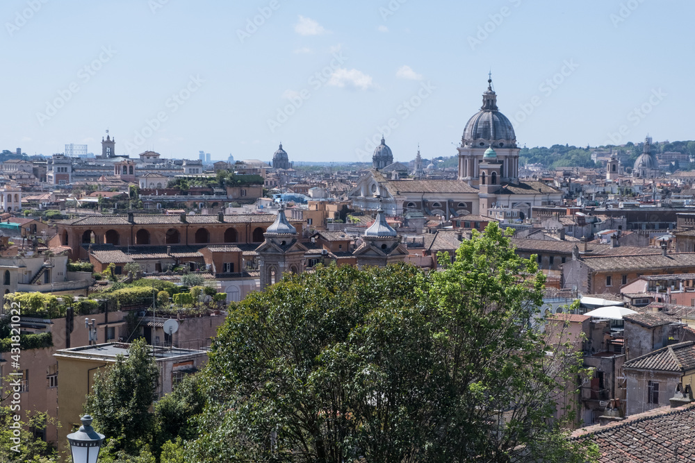 Beautiful view of Rome in Italy. The ancient historical ruins, famous monuments, alley's and streets of the city.