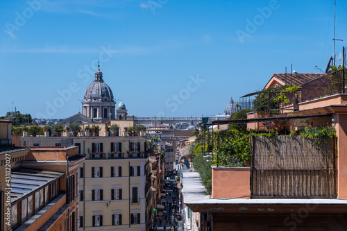 Beautiful view of Rome in Italy. The ancient historical ruins, famous monuments, alley's and streets of the city.