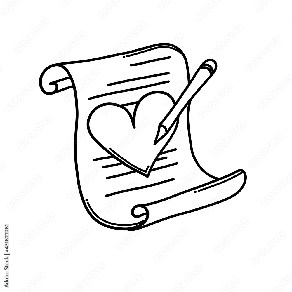 Marriage Contract Doodle Vector Icon Drawing Sketch Illustration Hand Drawn Cartoon Line Eps10 