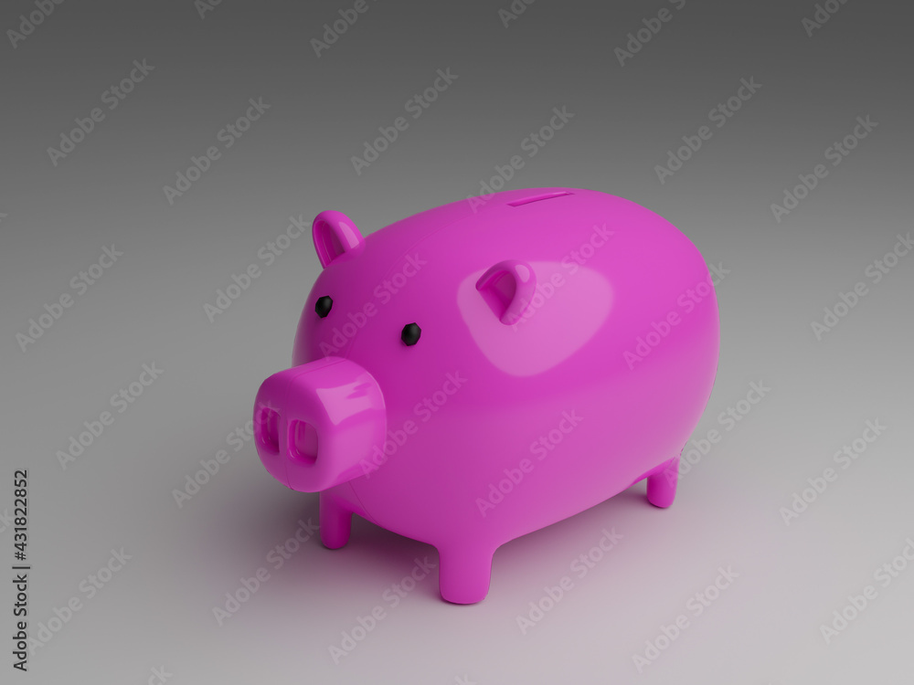 Pink piggy bank for saving money.