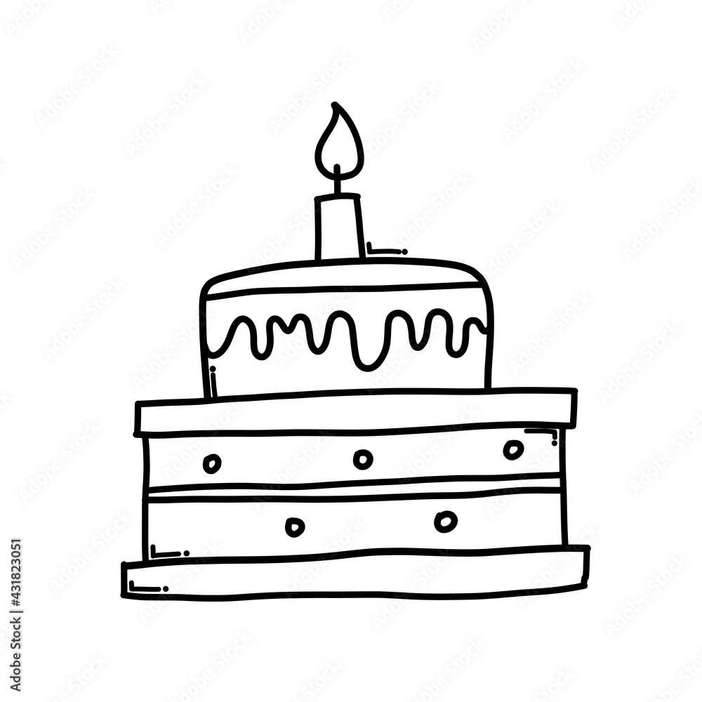 Cake Doodle vector icon. Drawing sketch illustration hand drawn cartoon line eps10 Cake Doodle vector icon. Drawing sketch illustration hand drawn cartoon line eps10