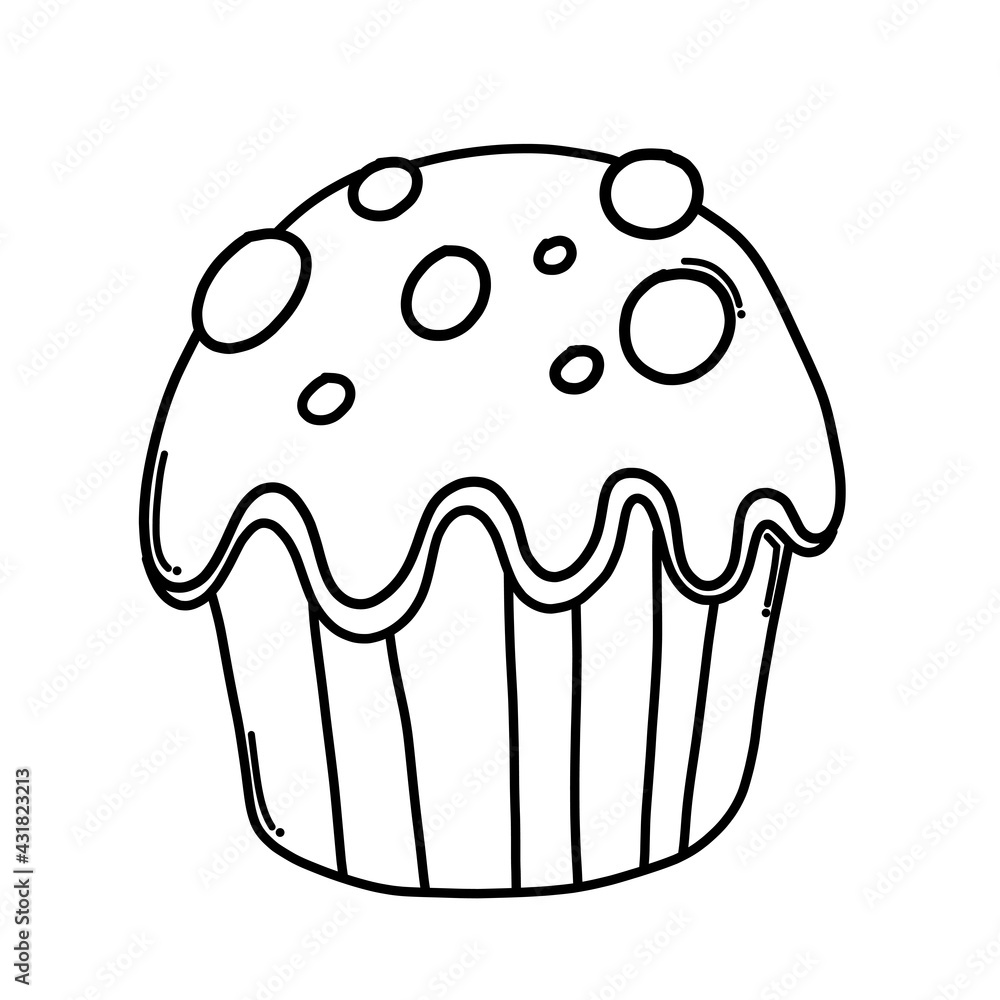 Cup cake Doodle vector icon. Drawing sketch illustration hand drawn cartoon line eps10 Cup cake Doodle vector icon. Drawing sketch illustration hand drawn cartoon line eps10