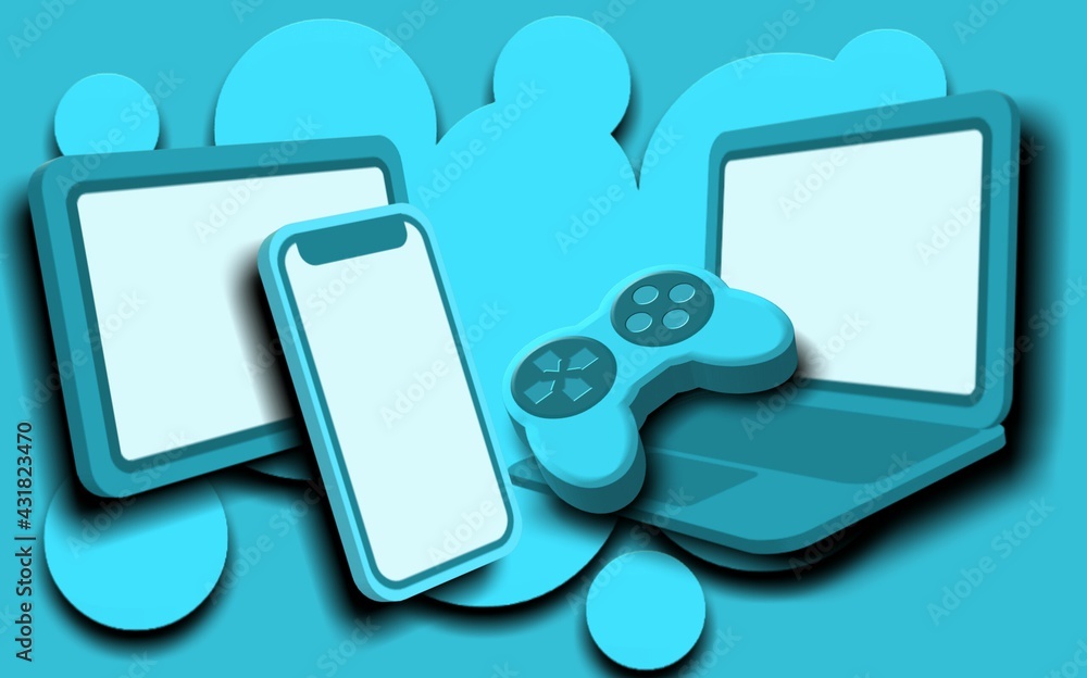 3d Phone tablet laptop and stick illustration 3d Phone tablet laptop and stick illustration