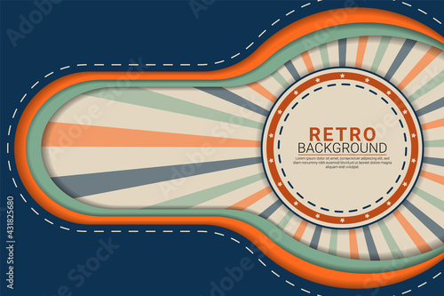 Classic Colorful Overlapped Layer Retro Vector Background with Diagonal Lines