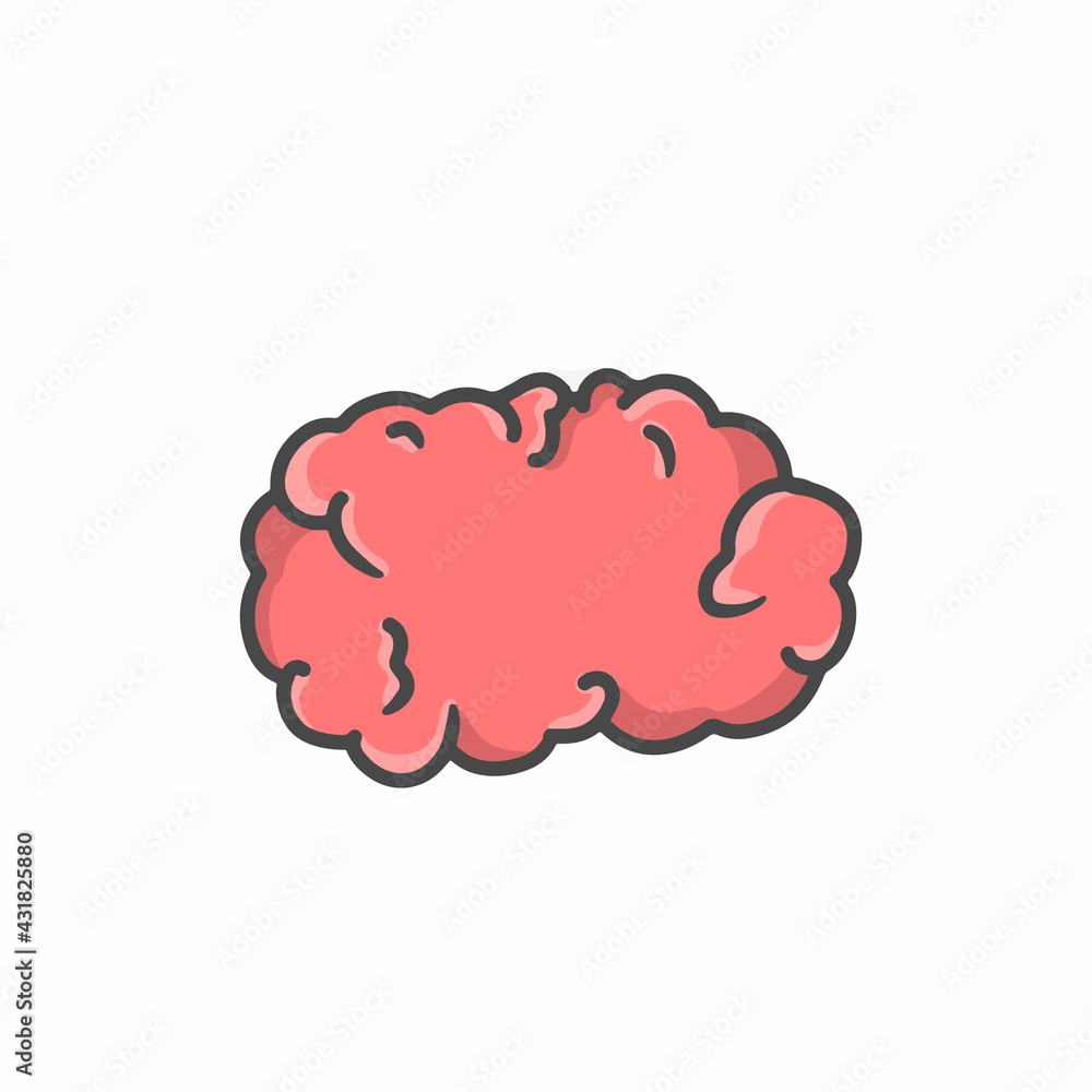 Cute Brain Character Flat Cartoon Vector Template Design Illustration Cute Brain Character Flat Cartoon Vector Template Design Illustration
