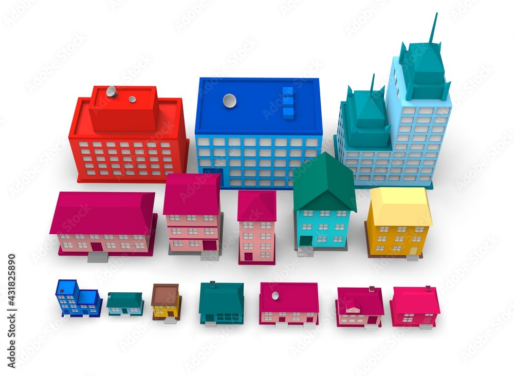 Cartoon building 3d-illustration 3d-rendering render kid color Cartoon building 3d-illustration 3d-rendering render kid color
