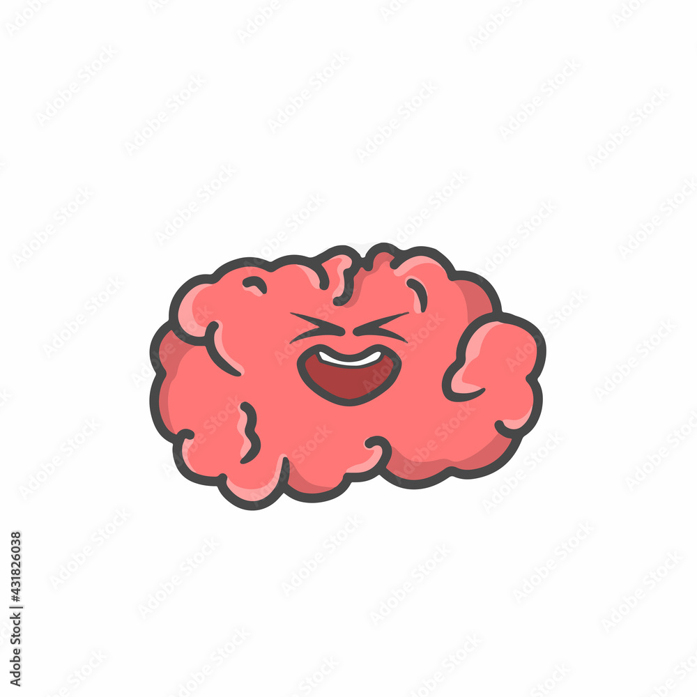Cute Brain Character Flat Cartoon Vector Template Design Illustration Cute Brain Character Flat Cartoon Vector Template Design Illustration