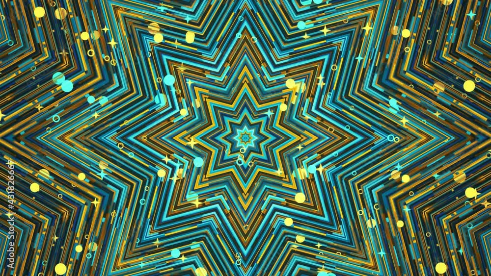 Colorful Blue Yellow Abstract Background. Geometric kaleidoscopic pattern. Looped video. Colorful Blue Yellow Abstract Background. Geometric kaleidoscopic pattern. Looped video.