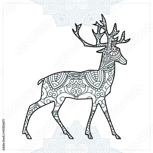 Animal Mandala. Vintage decorative elements. Oriental pattern, vector illustration.