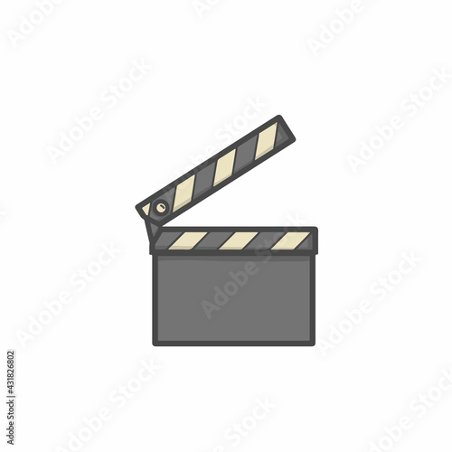Cute Clapperboard Character Flat Cartoon Vector Template Design Illustration