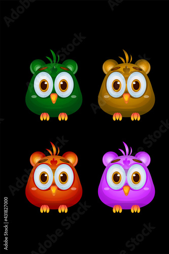 Set a cute and lovely baby owl vector