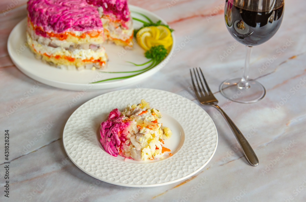 Salad “Herring under a fur coat” This salad is popular in Russia and Ukraine. Salad “Herring under a fur coat” This salad is popular in Russia and Ukraine.