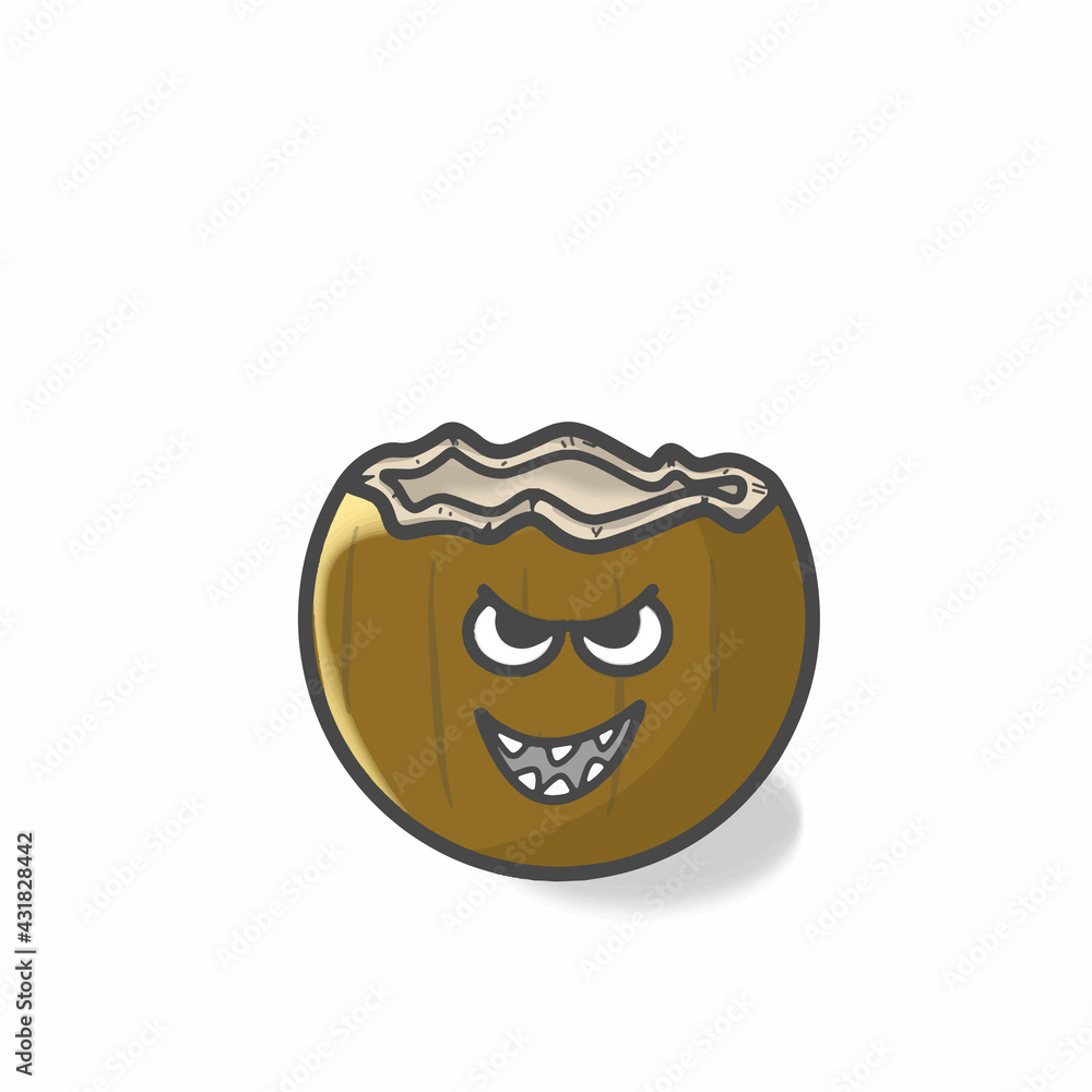 Cute Coconut Character Flat Cartoon Vector Template Design Illustration Cute Coconut Character Flat Cartoon Vector Template Design Illustration