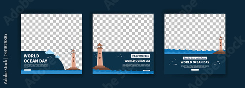World Ocean Day. Education on the importance of protecting the oceans. Banner vector for social media ads, web ads, business messages, discount flyers and big sale banners.