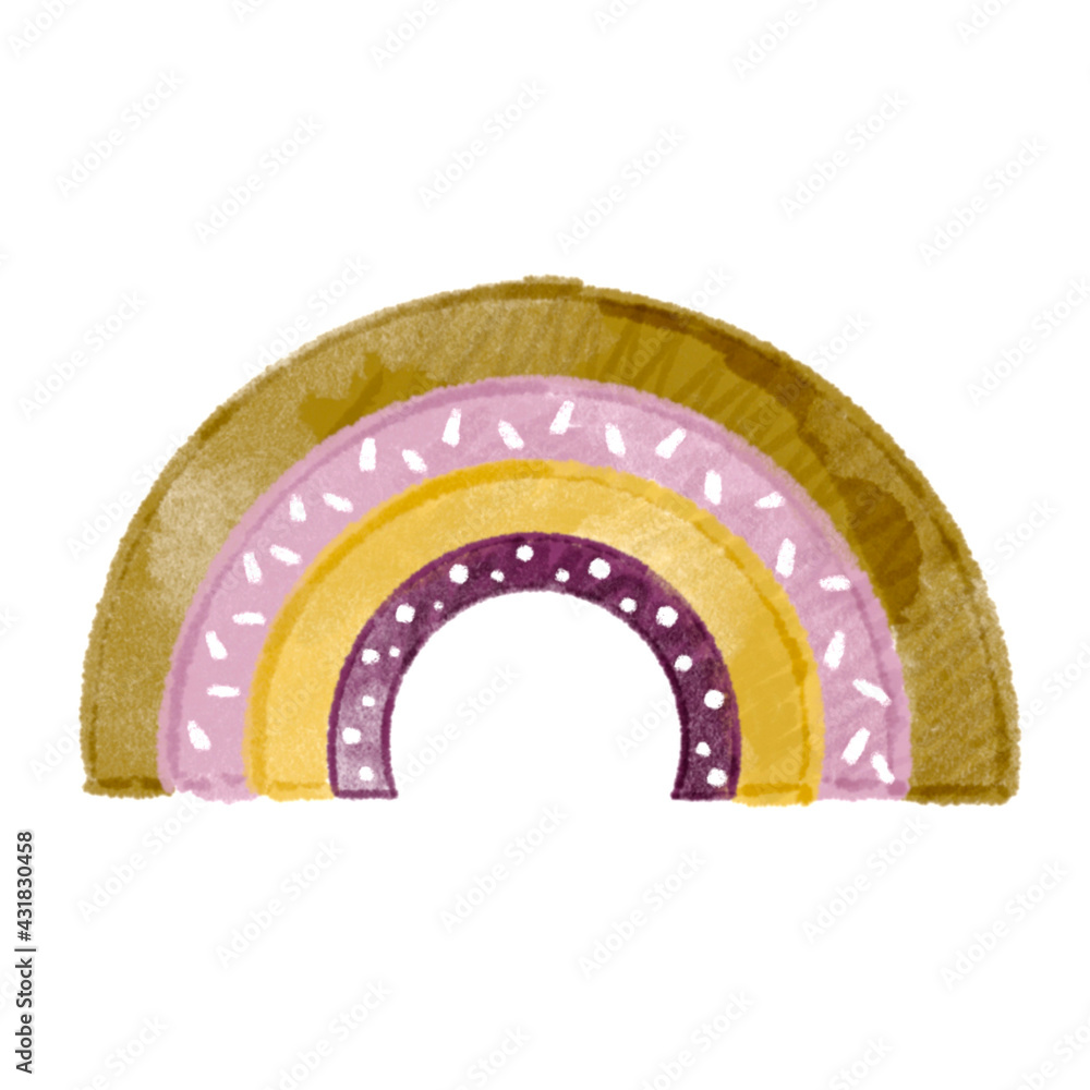 Hand-drawn rainbow. Watercolor element on a white background. Beautiful rainbow in pastel colors for children's design, print, textiles. Hand-drawn rainbow. Watercolor element on a white background. Beautiful rainbow in pastel colors for children's design, print, textiles.
