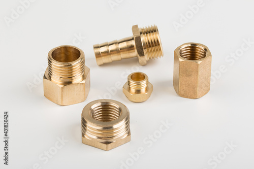 Pneumatic fittings accessories isolated on white