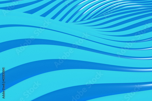 3d Illustration rows of blue line .Geometric background, weave pattern.